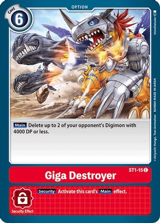 Giga Destroyer (ST1-15) - Starter Deck 01: Gaia Red - Premium Digimon Single from Bandai - Just $0.25! Shop now at Game Crave Tournament Store