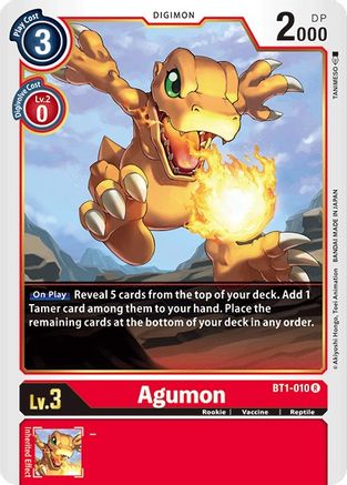 Agumon - BT1-010 (BT1-010) - Release Special Booster - Premium Digimon Single from Bandai - Just $0.25! Shop now at Game Crave Tournament Store