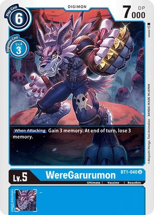 WereGarurumon - BT1-040 (BT1-040) - Release Special Booster - Premium Digimon Single from Bandai - Just $0.08! Shop now at Game Crave Tournament Store