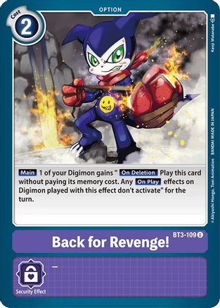 Back for Revenge! (BT3-109) - Release Special Booster - Premium Digimon Single from Bandai - Just $0.25! Shop now at Game Crave Tournament Store