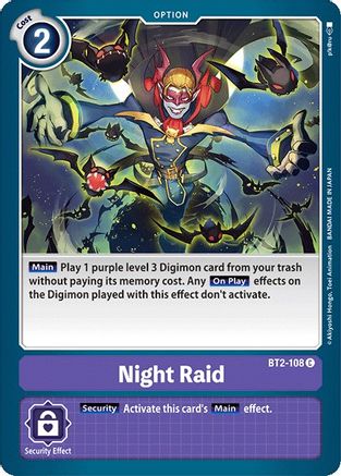 Night Raid (BT2-108) - Release Special Booster - Premium Digimon Single from Bandai - Just $0.25! Shop now at Game Crave Tournament Store