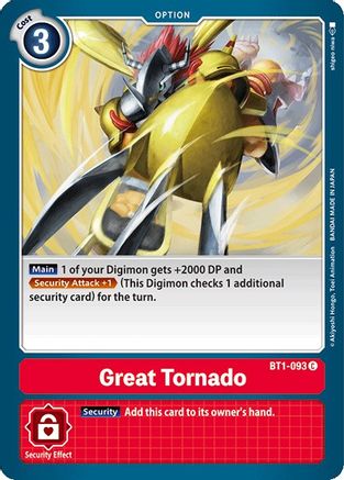 Great Tornado (BT1-093) - Release Special Booster - Premium Digimon Single from Bandai - Just $0.08! Shop now at Game Crave Tournament Store