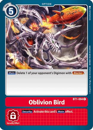 Oblivion Bird (BT1-094) - Release Special Booster - Premium Digimon Single from Bandai - Just $0.25! Shop now at Game Crave Tournament Store
