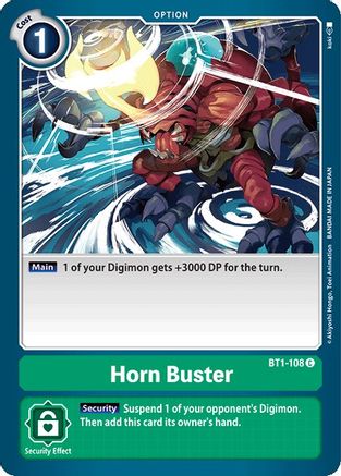 Horn Buster (BT1-108) - Release Special Booster - Premium Digimon Single from Bandai - Just $0.08! Shop now at Game Crave Tournament Store