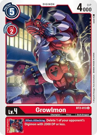 Growlmon (BT2-013) - Release Special Booster - Premium Digimon Single from Bandai - Just $0.25! Shop now at Game Crave Tournament Store