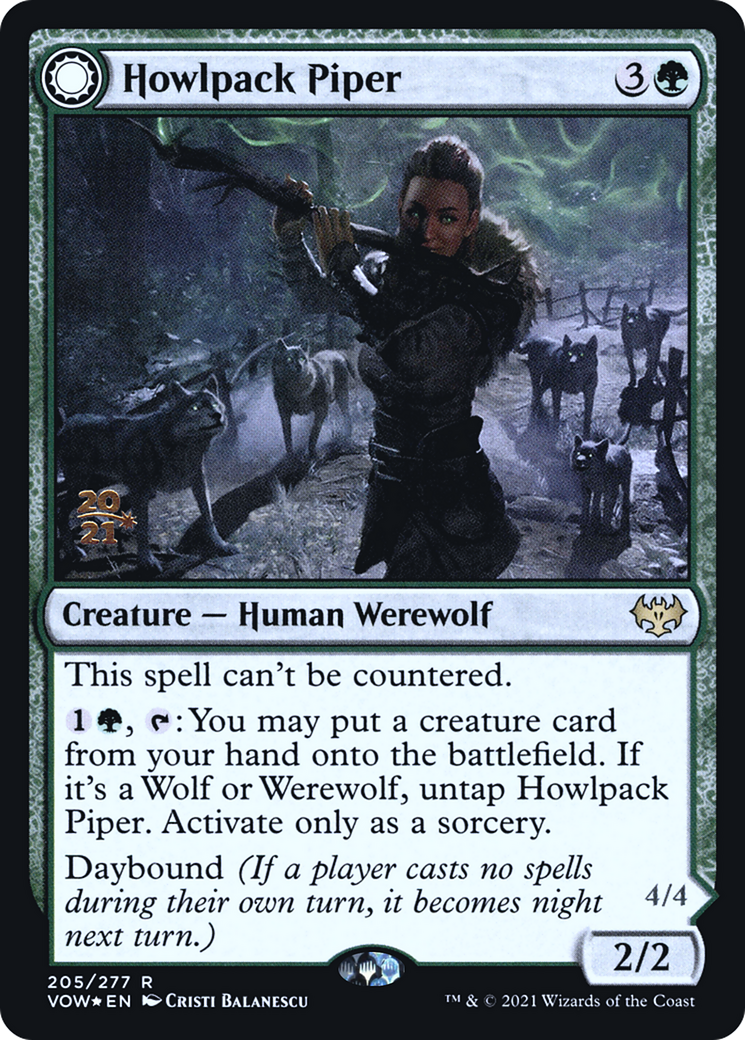 Howlpack Piper // Wildsong Howler (PVOW-205S) - Innistrad: Crimson Vow Promos: (Double Faced Transform) Foil - Premium MTG Single from Wizards of the Coast - Just $0.35! Shop now at Game Crave Tournament Store