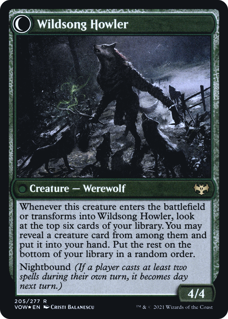 Howlpack Piper // Wildsong Howler (PVOW-205S) - Innistrad: Crimson Vow Promos: (Double Faced Transform) Foil - Premium MTG Single from Wizards of the Coast - Just $0.35! Shop now at Game Crave Tournament Store
