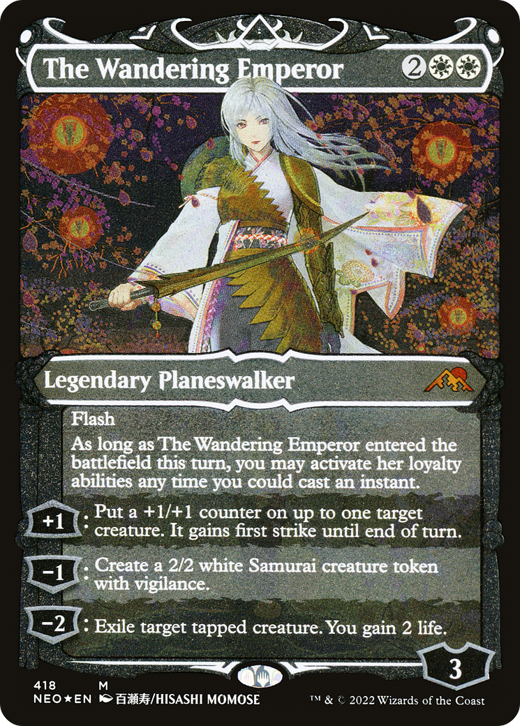 The Wandering Emperor (NEO-418) - Kamigawa: Neon Dynasty: (Showcase) Etched Foil - Premium MTG Single from Wizards of the Coast - Just $71.30! Shop now at Game Crave Tournament Store