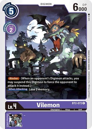 Vilemon (BT2-072) - Release Special Booster - Premium Digimon Single from Bandai - Just $0.25! Shop now at Game Crave Tournament Store