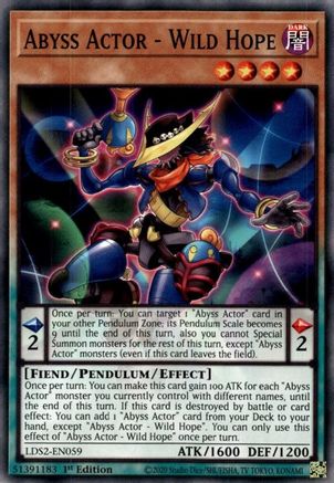 Abyss Actor - Wild Hope (LDS2-EN059) - Legendary Duelists: Season 2 1st Edition - Premium Yugioh Single from Konami - Just $0.24! Shop now at Game Crave Tournament Store