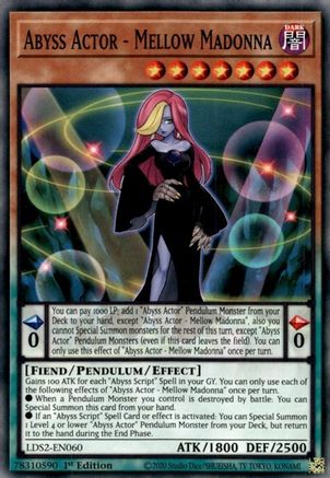 Abyss Actor - Mellow Madonna (LDS2-EN060) - Legendary Duelists: Season 2 1st Edition - Premium Yugioh Single from Konami - Just $0.25! Shop now at Game Crave Tournament Store