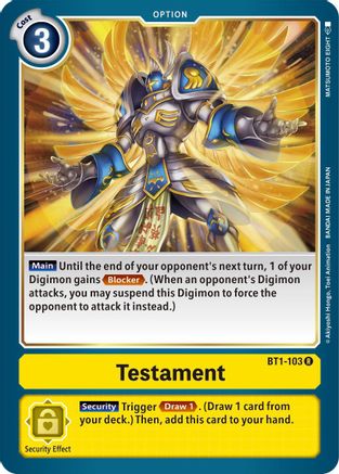 Testament (BT1-103) - Release Special Booster - Premium Digimon Single from Bandai - Just $0.08! Shop now at Game Crave Tournament Store