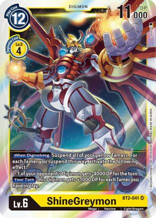 ShineGreymon (BT2-041) - Release Special Booster Foil - Premium Digimon Single from Bandai - Just $0.26! Shop now at Game Crave Tournament Store