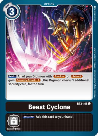 Beast Cyclone (BT3-106) - Release Special Booster - Premium Digimon Single from Bandai - Just $0.08! Shop now at Game Crave Tournament Store