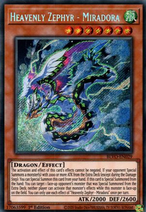 Heavenly Zephyr - Miradora (BLVO-EN029) - Blazing Vortex 1st Edition - Premium Yugioh Single from Konami - Just $0.63! Shop now at Game Crave Tournament Store