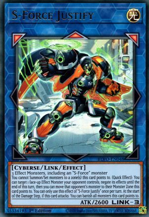 S-Force Justify (BLVO-EN048) - Blazing Vortex 1st Edition - Premium Yugioh Single from Konami - Just $0.40! Shop now at Game Crave Tournament Store