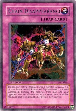 Chain Disappearance (IOC-052) - Invasion of Chaos 1st Edition - Premium Yugioh Single from Konami - Just $0.37! Shop now at Game Crave Tournament Store
