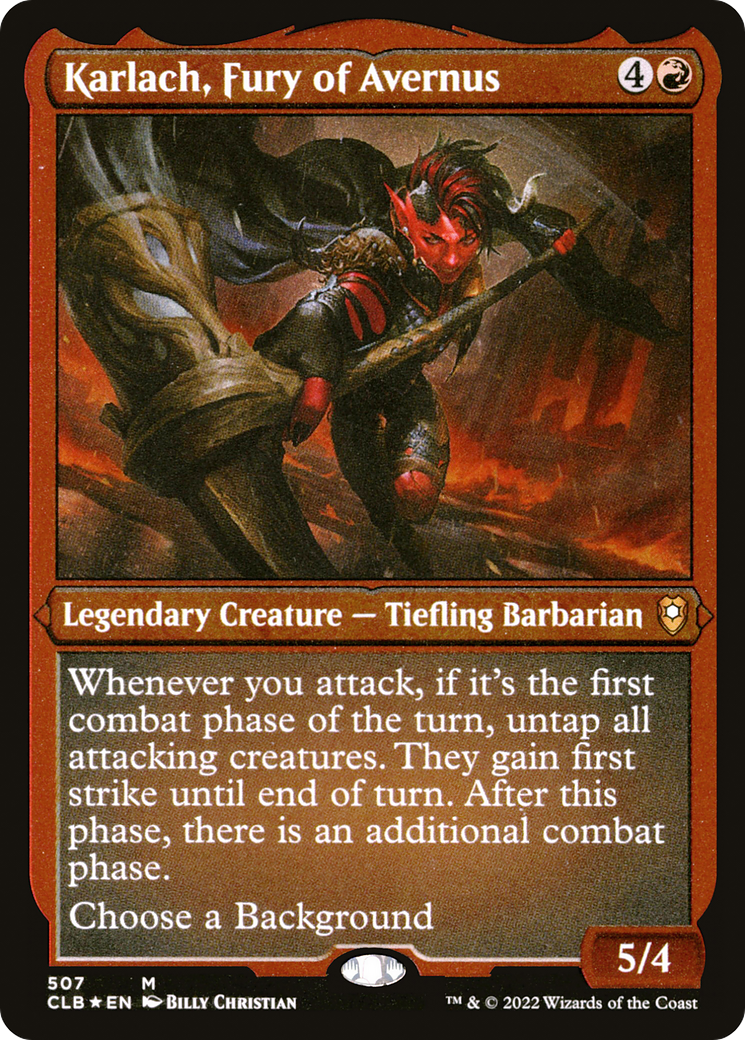 Karlach, Fury of Avernus (CLB-507) - Commander Legends: Battle for Baldur's Gate Etched Foil - Premium MTG Single from Wizards of the Coast - Just $2.11! Shop now at Game Crave Tournament Store