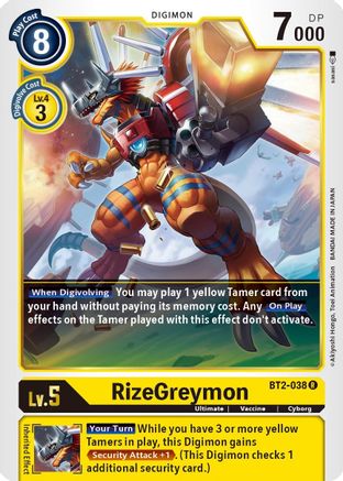 RizeGreymon (BT2-038) - Release Special Booster - Premium Digimon Single from Bandai - Just $0.09! Shop now at Game Crave Tournament Store