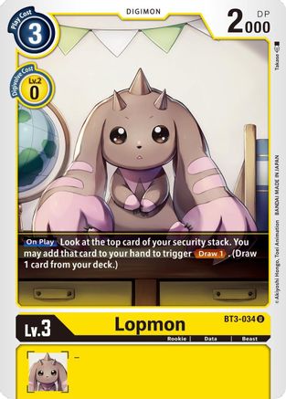 Lopmon (BT3-034) - Release Special Booster - Premium Digimon Single from Bandai - Just $0.26! Shop now at Game Crave Tournament Store