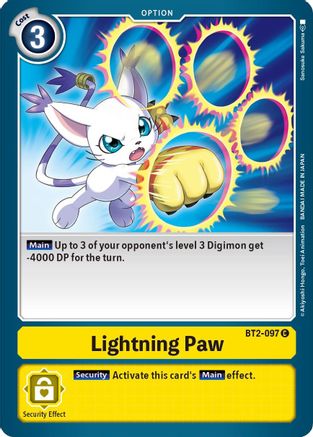Lightning Paw (BT2-097) - Release Special Booster - Premium Digimon Single from Bandai - Just $0.08! Shop now at Game Crave Tournament Store