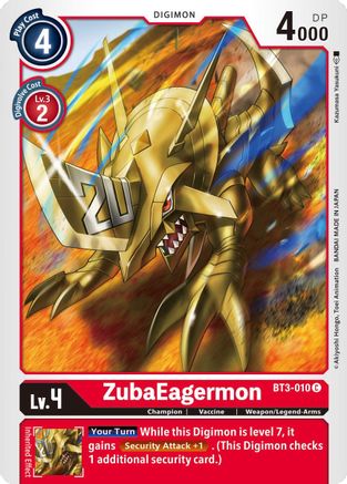 ZubaEagermon (BT3-010) - Release Special Booster - Premium Digimon Single from Bandai - Just $0.08! Shop now at Game Crave Tournament Store