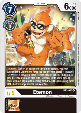 Etemon (BT3-070) - Release Special Booster - Premium Digimon Single from Bandai - Just $0.26! Shop now at Game Crave Tournament Store