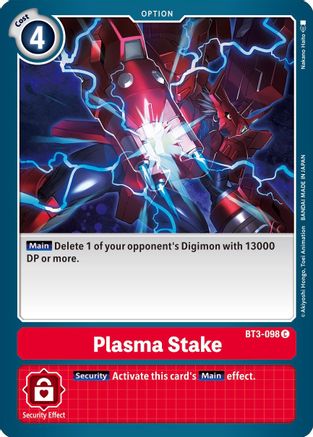 Plasma Stake (BT3-098) - Release Special Booster - Premium Digimon Single from Bandai - Just $0.08! Shop now at Game Crave Tournament Store