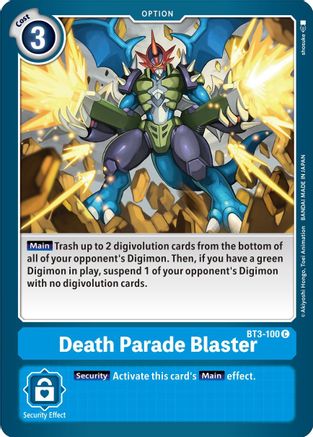 Death Parade Blaster (BT3-100) - Release Special Booster - Premium Digimon Single from Bandai - Just $0.08! Shop now at Game Crave Tournament Store