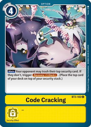 Code Cracking (BT3-102) - Release Special Booster - Premium Digimon Single from Bandai - Just $0.08! Shop now at Game Crave Tournament Store