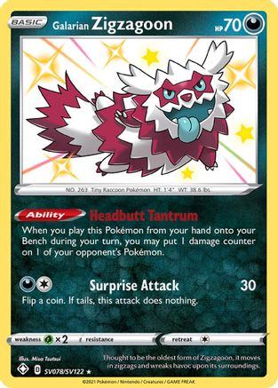 Galarian Zigzagoon SV078/122 - Shiny Vault Holofoil - Premium Pokemon Single from Nintendo - Just $0.60! Shop now at Game Crave Tournament Store