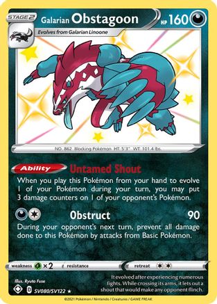 Galarian Obstagoon SV080/122 - Shiny Vault Holofoil - Premium Pokemon Single from Nintendo - Just $1.45! Shop now at Game Crave Tournament Store