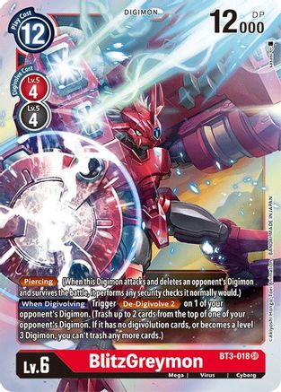 BlitzGreymon (BT3-018) - Release Special Booster Foil - Premium Digimon Single from Bandai - Just $0.26! Shop now at Game Crave Tournament Store