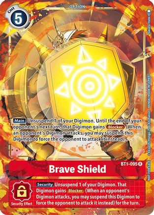 Brave Shield - BT1-095 (Dash Pack Ver. 1.5) (BT1-095) - Release Special Booster Foil - Premium Digimon Single from Bandai - Just $0.08! Shop now at Game Crave Tournament Store