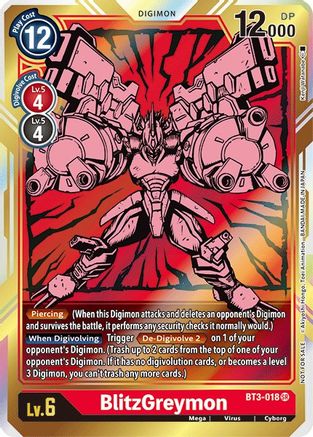 BlitzGreymon - BT3-018 (Dash Pack Ver. 1.5) (BT3-018) - Release Special Booster Foil - Premium Digimon Single from Bandai - Just $0.28! Shop now at Game Crave Tournament Store