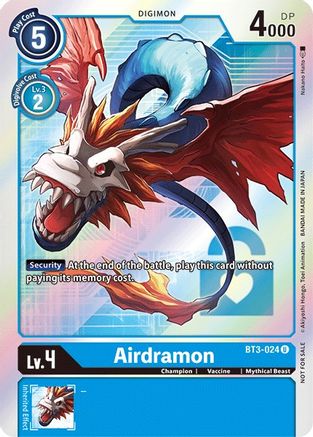 Airdramon (Box Topper) (BT3-024) - Release Special Booster Foil - Premium Digimon Single from Bandai - Just $0.08! Shop now at Game Crave Tournament Store