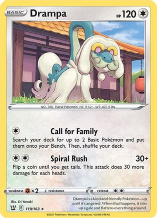 Drampa 119/163 - Battle Styles - Premium Pokemon Single from Nintendo - Just $0.50! Shop now at Game Crave Tournament Store