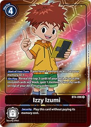 Izzy Izumi (Box Topper) (BT4-096) - Great Legend Foil - Premium Digimon Single from Bandai - Just $0.30! Shop now at Game Crave Tournament Store