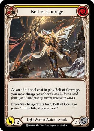 Bolt of Courage (Yellow) (MON043) - Monarch 1st Edition Rainbow Foil - Premium Flesh And Blood Single from Legend Story Studios - Just $0.08! Shop now at Game Crave Tournament Store