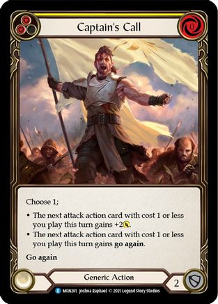 Captain's Call (Yellow) (MON261) - Monarch 1st Edition - Premium Flesh And Blood Single from Legend Story Studios - Just $0.25! Shop now at Game Crave Tournament Store