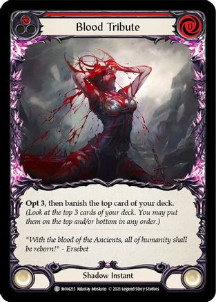 Blood Tribute (Red) (MON215) - Monarch 1st Edition Rainbow Foil - Premium Flesh And Blood Single from Legend Story Studios - Just $1.60! Shop now at Game Crave Tournament Store