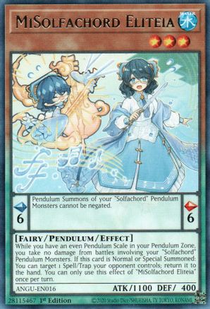 MiSolfachord Eliteia (ANGU-EN016) - Ancient Guardians 1st Edition - Premium Yugioh Single from Konami - Just $0.25! Shop now at Game Crave Tournament Store