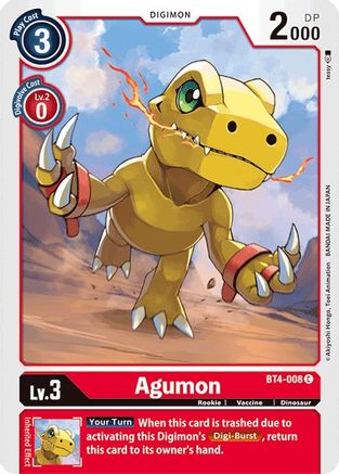 Agumon (BT4-008) - Great Legend - Premium Digimon Single from Bandai - Just $0.08! Shop now at Game Crave Tournament Store