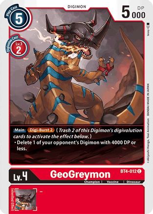 GeoGreymon (BT4-012) - Great Legend - Premium Digimon Single from Bandai - Just $0.08! Shop now at Game Crave Tournament Store