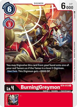 BurningGreymon (BT4-013) - Great Legend - Premium Digimon Single from Bandai - Just $0.25! Shop now at Game Crave Tournament Store