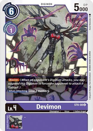 Devimon (ST6-08) - Starter Deck 06: Venomous Violet - Premium Digimon Single from Bandai - Just $0.26! Shop now at Game Crave Tournament Store