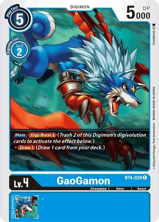 GaoGamon (BT4-026) - Great Legend - Premium Digimon Single from Bandai - Just $0.08! Shop now at Game Crave Tournament Store