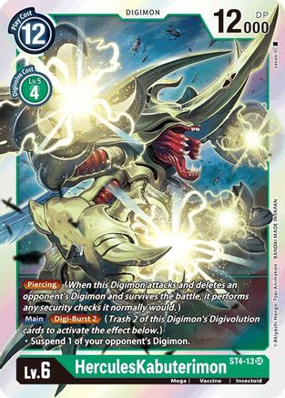 HerculesKabuterimon (ST4-13) - Starter Deck 04: Giga Green Foil - Premium Digimon Single from Bandai - Just $0.08! Shop now at Game Crave Tournament Store