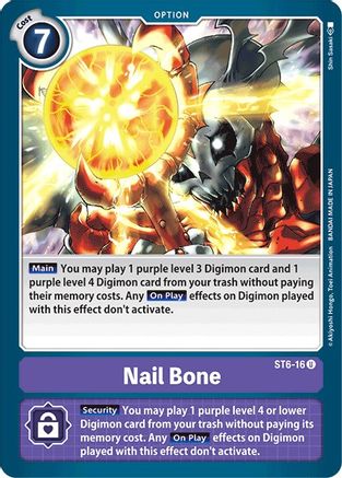 Nail Bone (ST6-16) - Starter Deck 06: Venomous Violet - Premium Digimon Single from Bandai - Just $0.47! Shop now at Game Crave Tournament Store