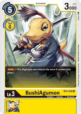 BushiAgumon (BT4-038) - Great Legend - Premium Digimon Single from Bandai - Just $0.25! Shop now at Game Crave Tournament Store